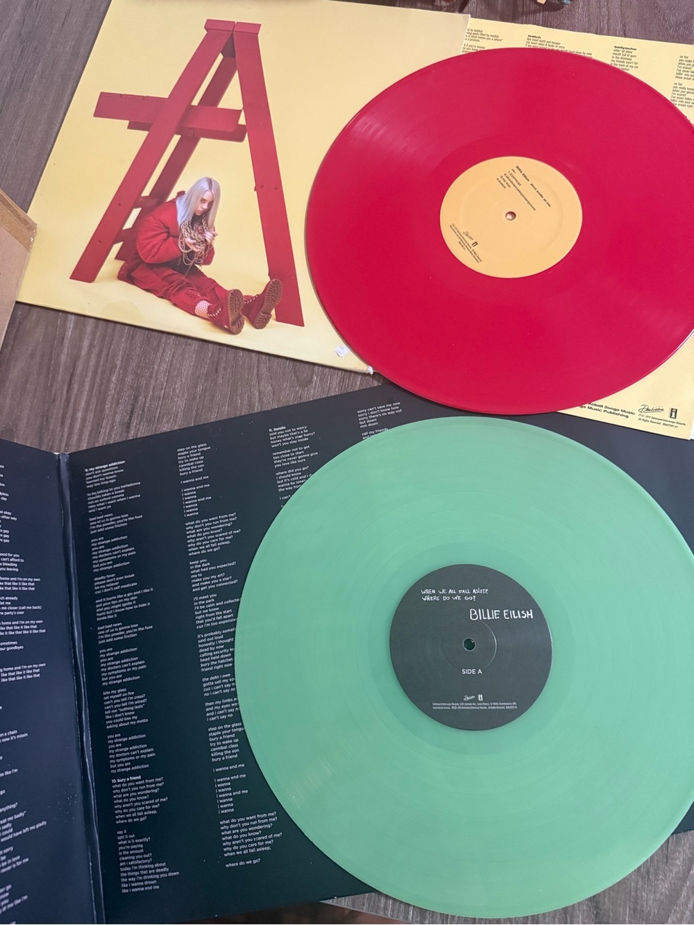 Colored Vinyl Records - Red & Mint Green - Billie Eilish (Brand Blank)